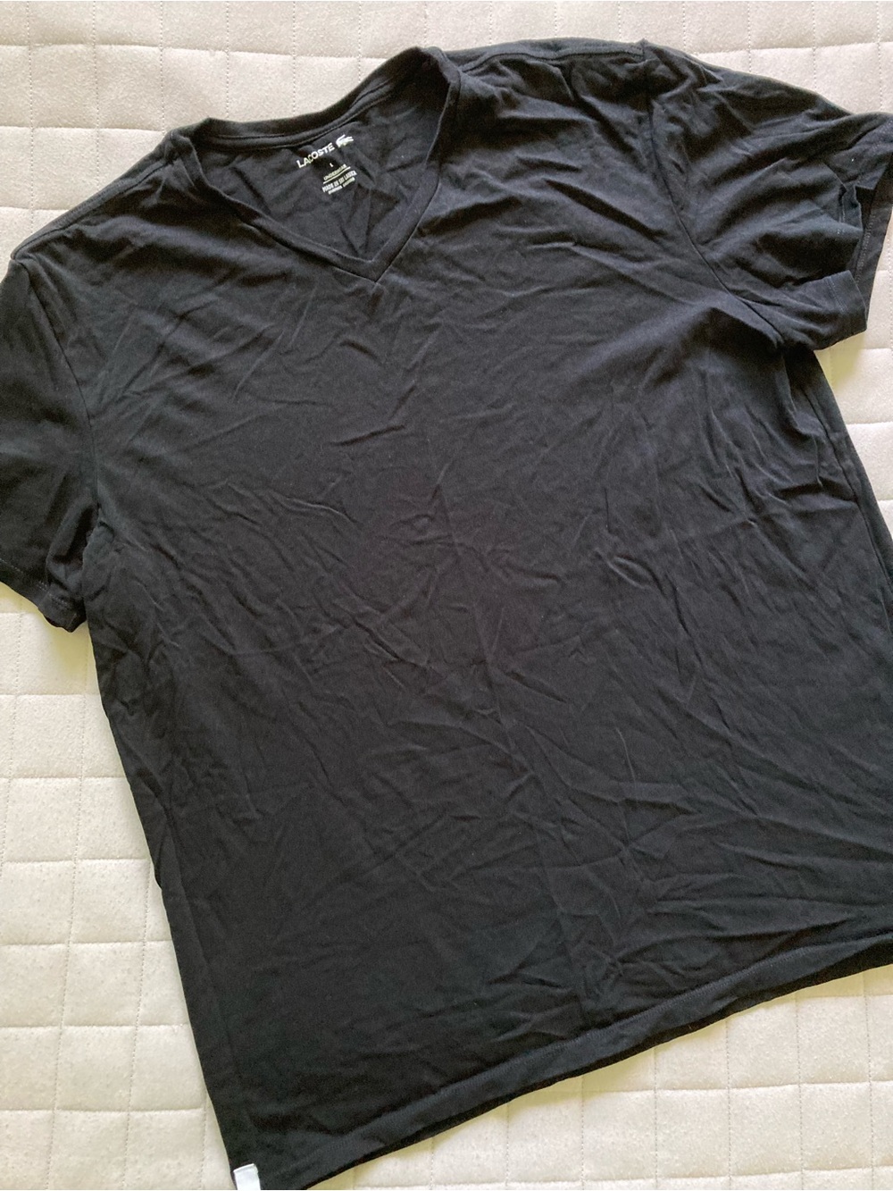 Lacoste Men's Black V-Neck Short Sleeve Tee